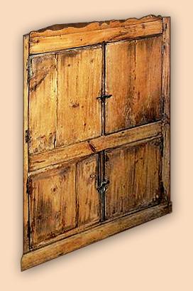 Early Settler's Knotty Pine Rustic Corner Cabinet with Hand Forged Hardware