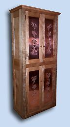 Handcrafted Tiger Maple Shaker Pie Safe / Food Cupboard with Punched Copper