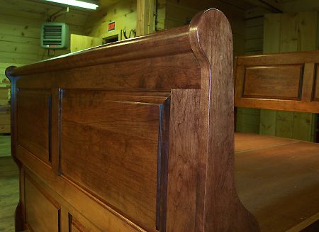 Cherry 6 Panel Sleigh Bed with 12 Drawers