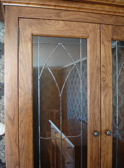 Cherry Colonial China Cabinet with Custom Leaded Glass Doors