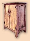 Early Settler's Curly Red Oak Rustic Jelly Cupboard with Hand Forged Hardware