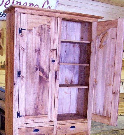 Early Settler's Pine Rustic Pantry Cupboard