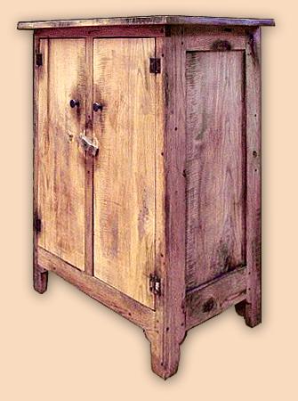 Early Settler's Curly Red Oak Rustic Jelly Cupboard with Hand Forged Hardware