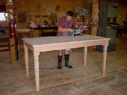 Early Settler's Rustic Farmhouse Table with Turned Legs