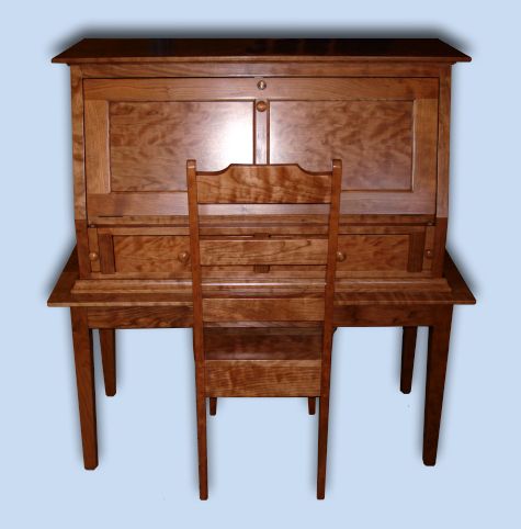 Traditional Flame Cherry Shaker Slant Back Secretary Desk